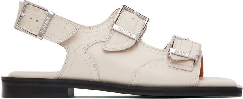 GANNI Off-White Embroidered Western Sandals - Picture 4