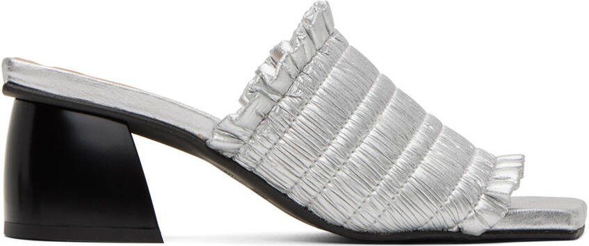 GANNI Silver Smock Mules - Picture 5