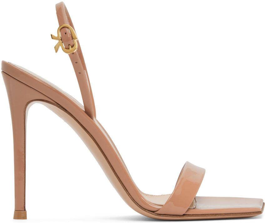 Gianvito Rossi Beige Patent Ribbon Stiletto 105 Heels - Picture 5