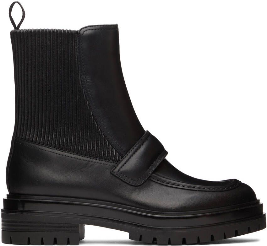Gianvito Rossi Black Leather Berck Boots - Picture 5