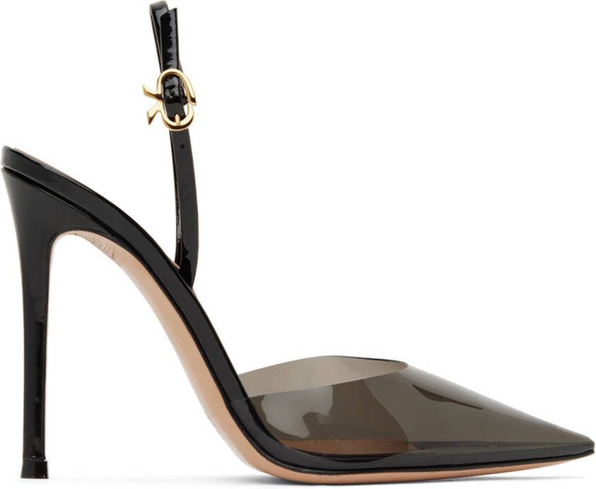 Gianvito Rossi Black Ribbon D'Orsay 85 Heels - Picture 5