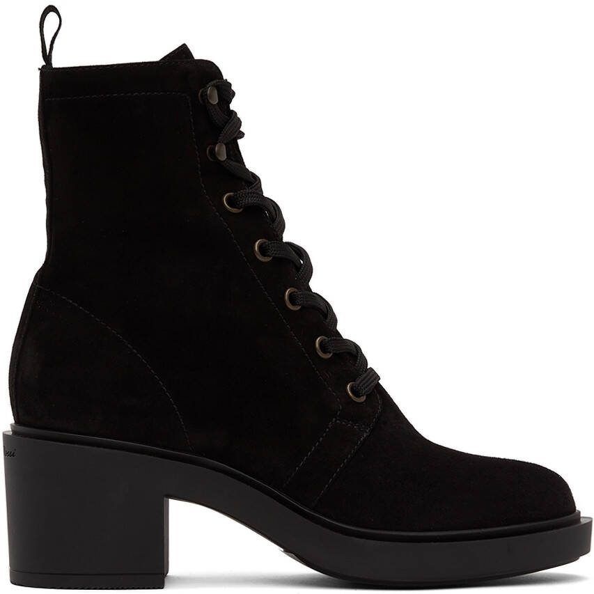 Gianvito Rossi Black Suede Foster Lace-Up Boots - Picture 4