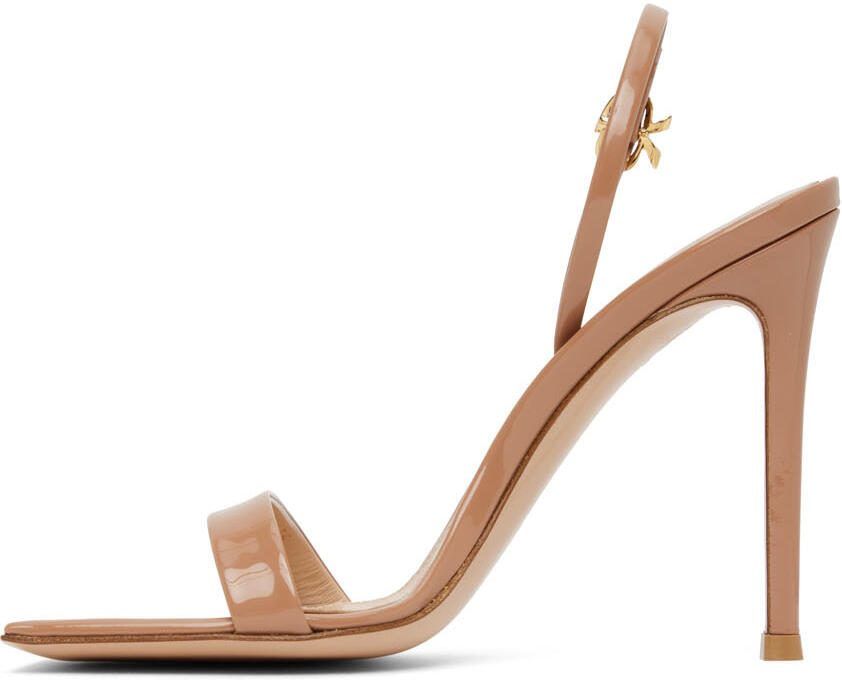 Gianvito Rossi Beige Patent Ribbon Stiletto 105 Heels - Picture 3
