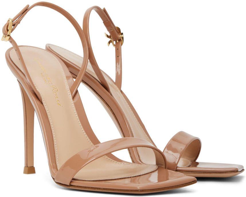 Gianvito Rossi Beige Patent Ribbon Stiletto 105 Heels - Picture 2