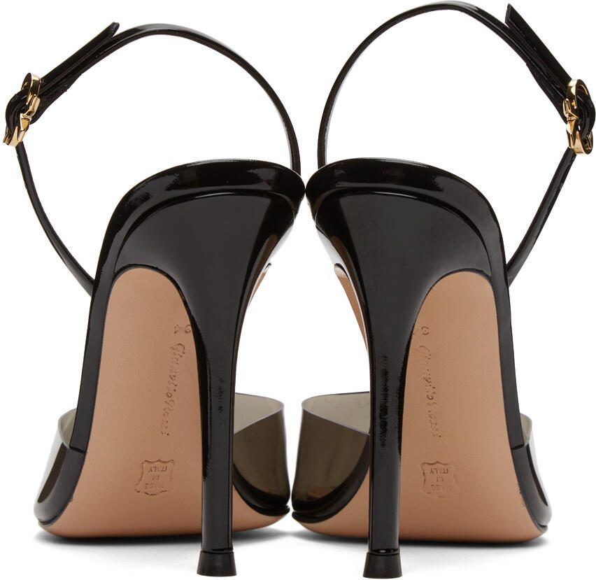 Gianvito Rossi Black Ribbon D'Orsay Plexi 105 Heels - Picture 2