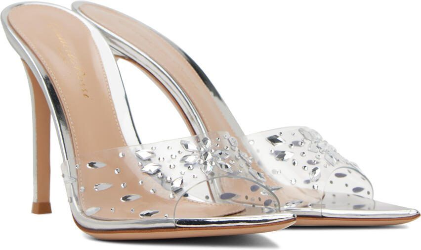Gianvito Rossi Silver Halley 105 Heeled Mules - Picture 2