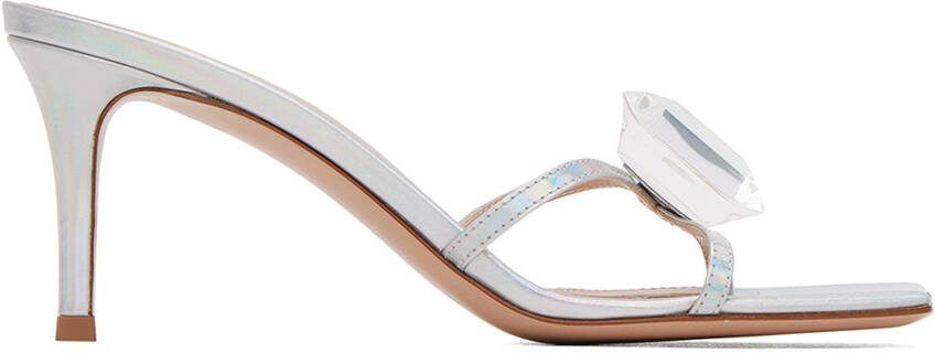 Gianvito Rossi Silver Burma Heeled Sandals - Picture 3
