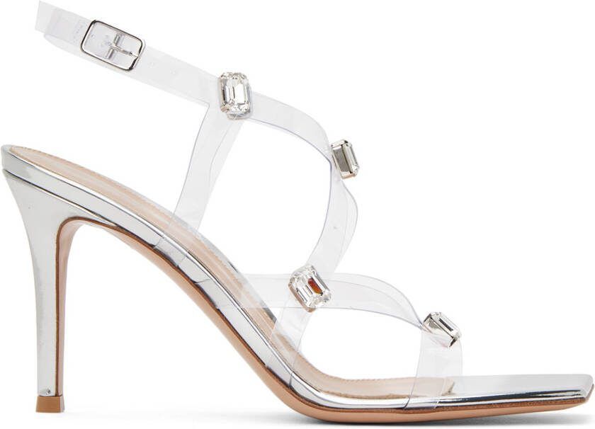 Gianvito Rossi Transparent  Silver Crystal Fever Heeled Sandals