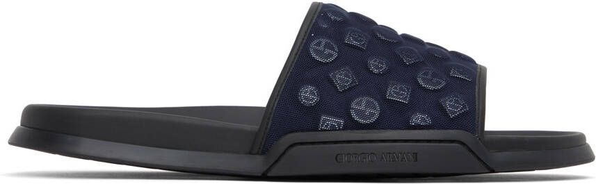 Giorgio Armani Black Embossed Sandals - Picture 5