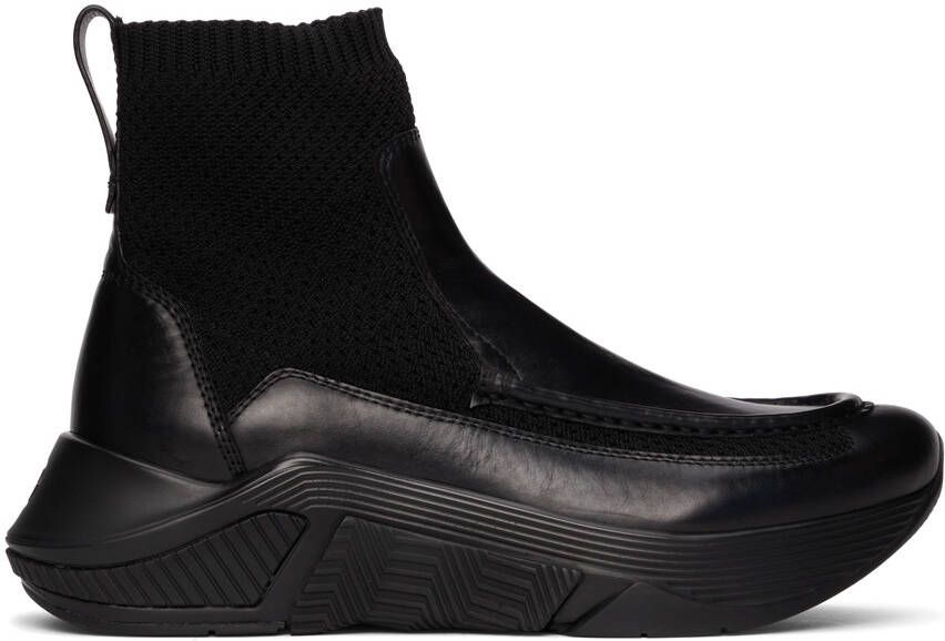 Giorgio Armani Black Paneled Chunky-Soled High-Top Sneakers - Picture 5