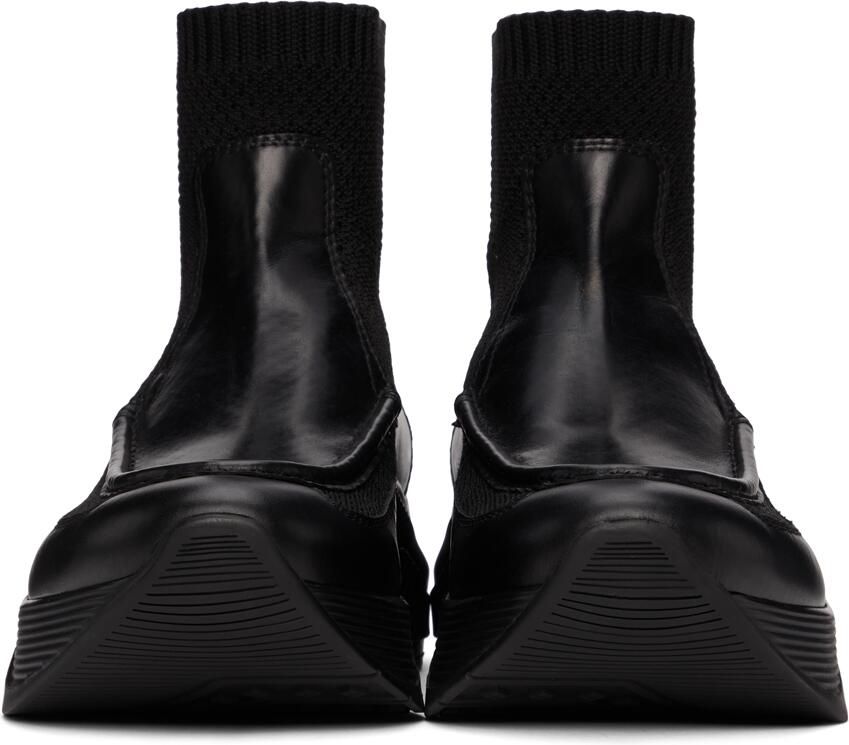 Giorgio Armani Black Paneled Chunky-Soled High-Top Sneakers - Picture 2