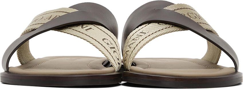 Giorgio Armani Brown  Beige Leather Sandals - Picture 3