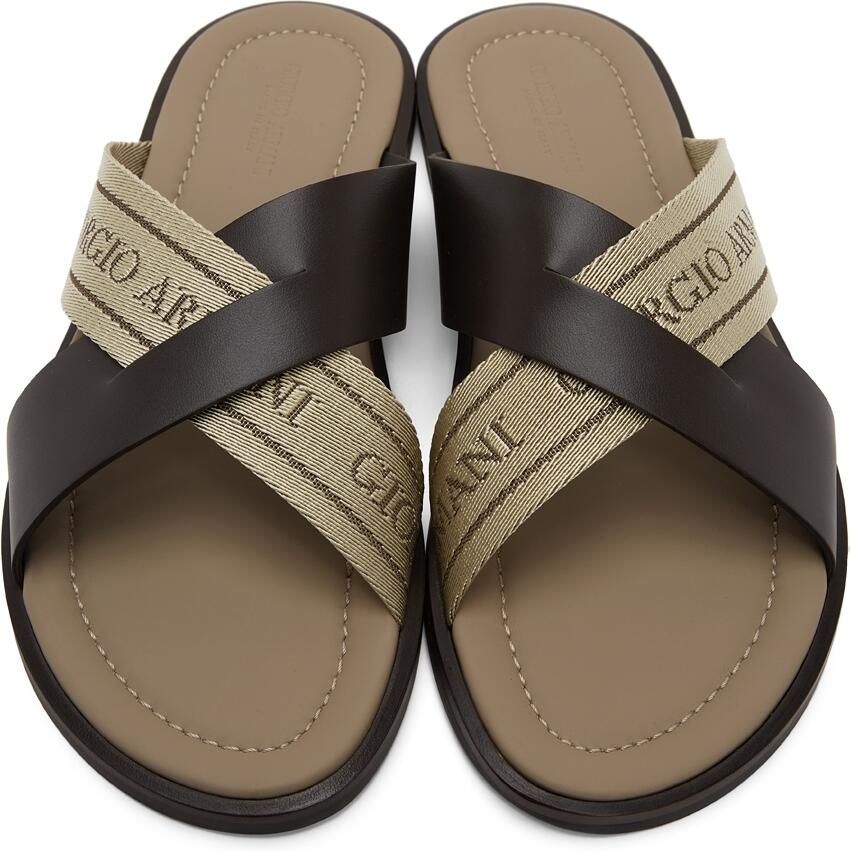Giorgio Armani Brown  Beige Leather Sandals