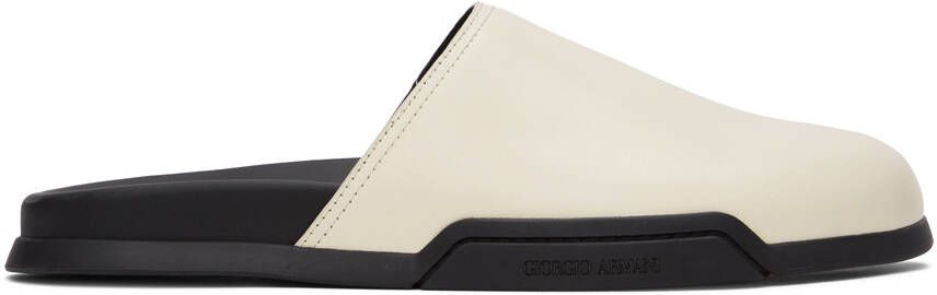 Giorgio Armani Off-White Leather Slip-On Loafers - Picture 5