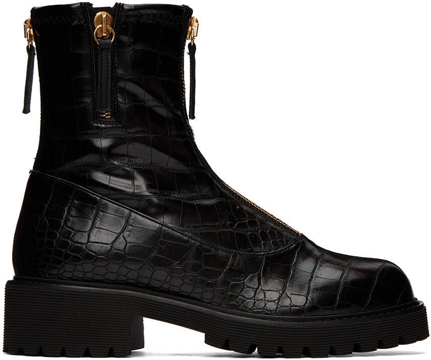 Giuseppe Zanotti Black GZ Alexa Faux-Leather Ankle Boots - Picture 5