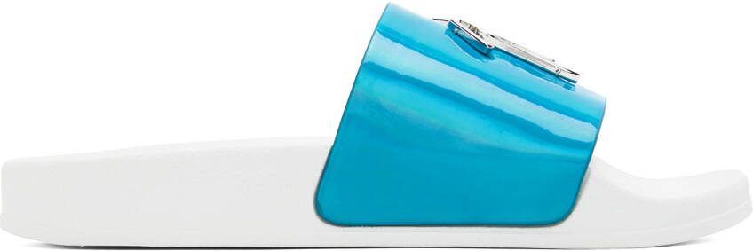 Giuseppe Zanotti Blue  White New Laburela Pool Slides - Picture 5