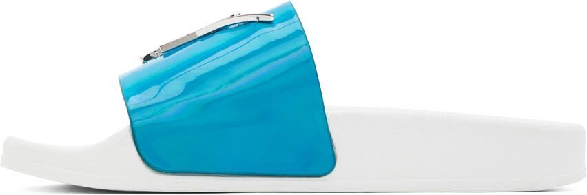 Giuseppe Zanotti Blue  White New Laburela Pool Slides - Picture 3