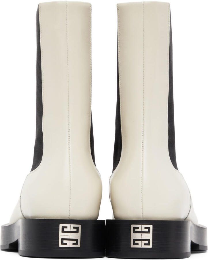 Givenchy Off-White Leather Squared Ankle Boots - Picture 3