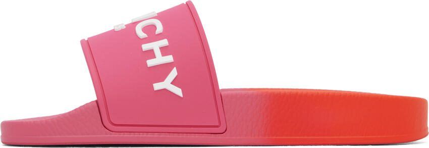 Givenchy Pink  Orange Embossed Slides - Picture 3