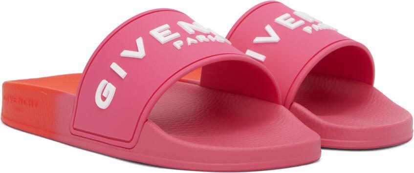 Givenchy Pink  Orange Embossed Slides - Picture 2