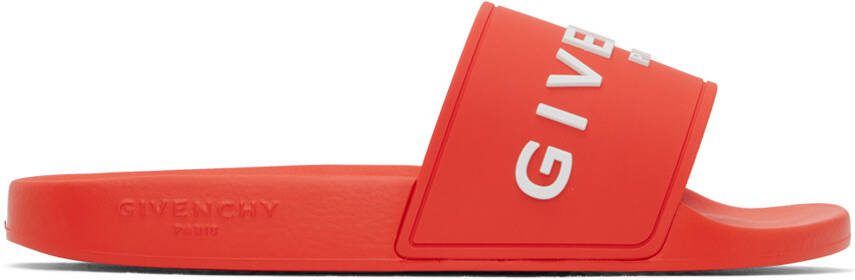Givenchy Orange Embossed Slides - Picture 5