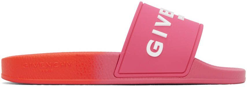 Givenchy Pink  Orange Embossed Slides - Picture 4