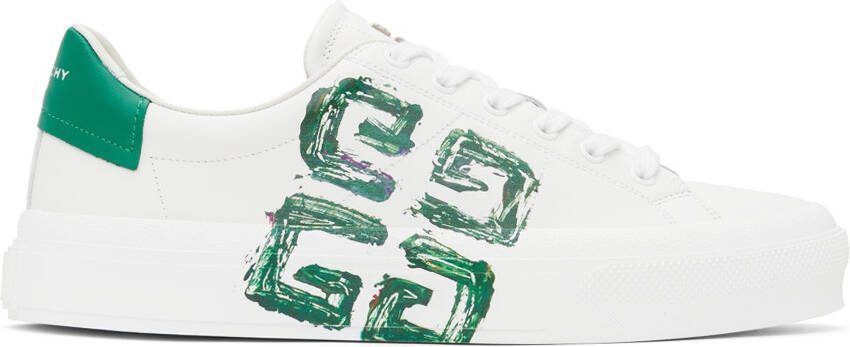 Givenchy White  Green City Sport 4G Sneakers