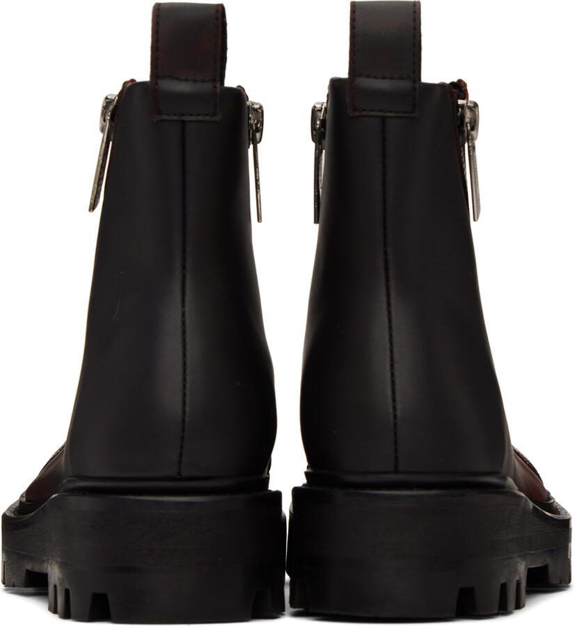 GmbH Black  Burgundy Double Zip Combat Boots