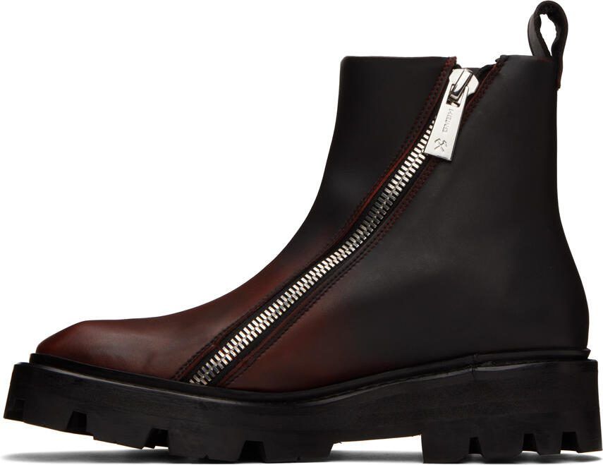 GmbH Black  Burgundy Double Zip Combat Boots - Picture 3