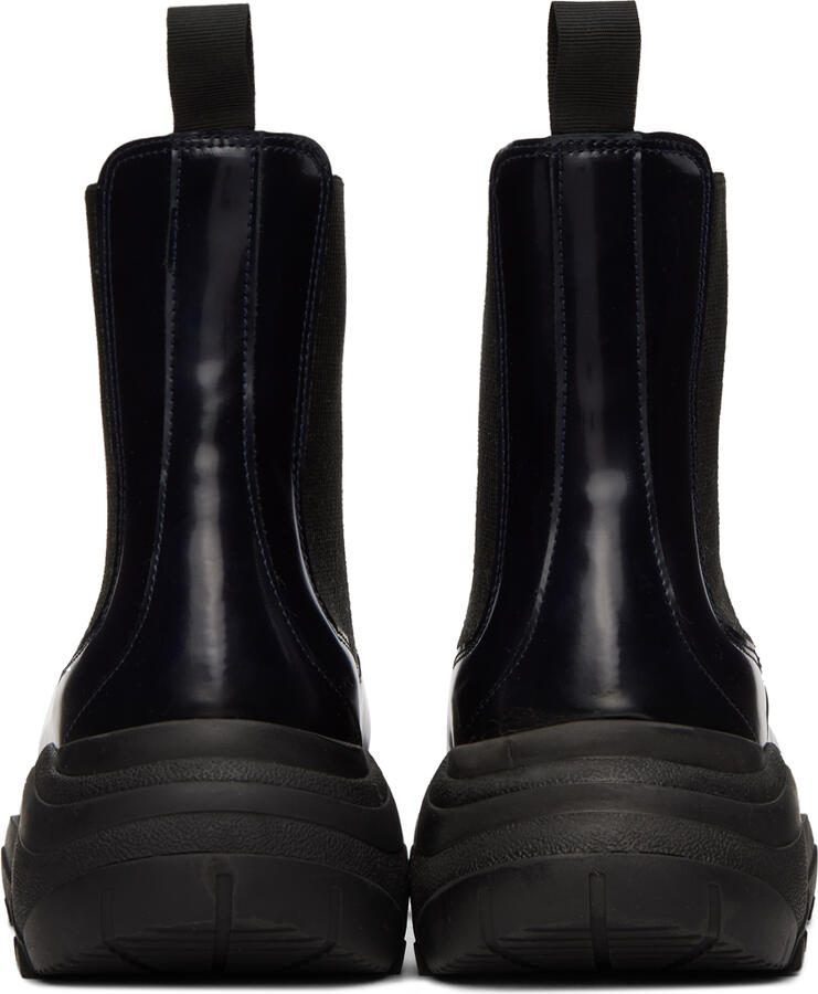 GmbH Navy Faux-Leather Chelsea Boots