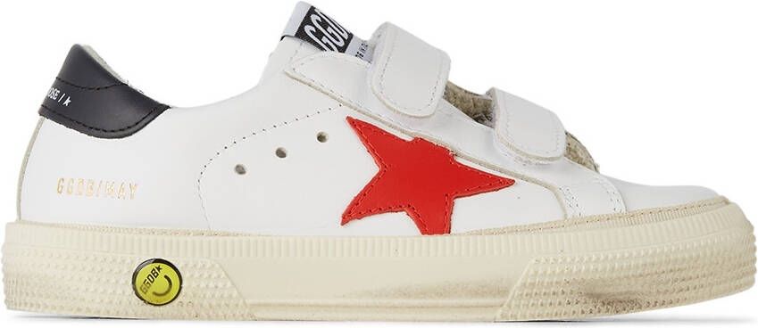 Golden Goose Baby White  Red May School Velcro Sneakers - Picture 4