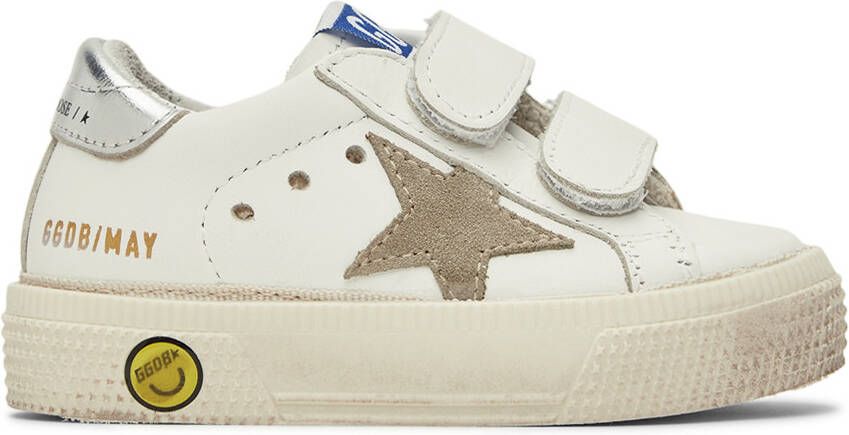 Golden Goose Baby White  Taupe May School Sneakers - Picture 4