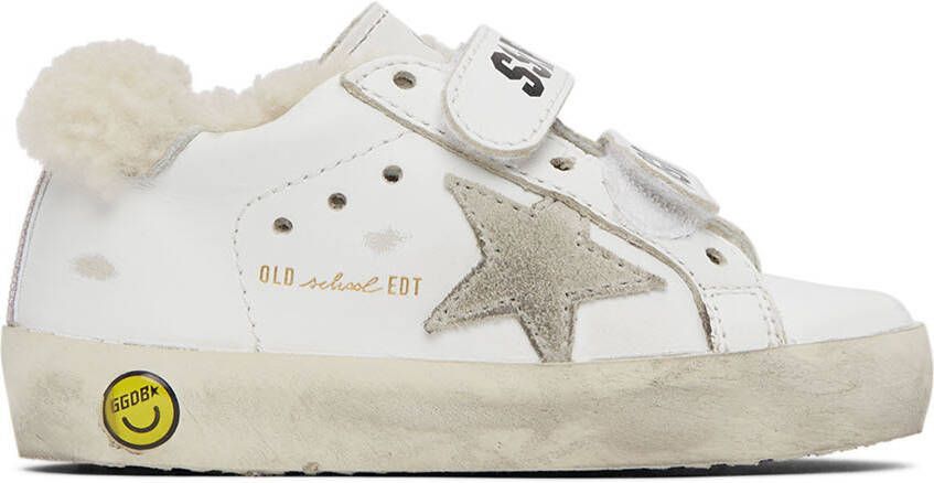 Golden Goose Baby White Shearling Old School Velcro Sneakers - Picture 4