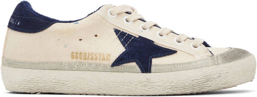 Golden Goose Beige  Blue Super-Star Classic Sneakers - Picture 5