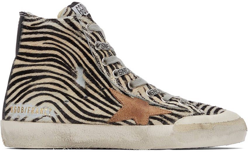Golden Goose Black  Off-White Francy Zebra Sneakers - Picture 5