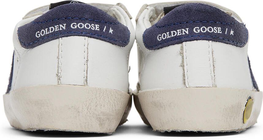 Golden Goose Baby White  Navy Old School Velcro Sneakers