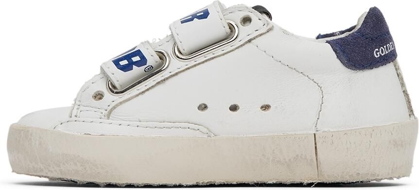 Golden Goose Baby White  Navy Old School Velcro Sneakers - Picture 3
