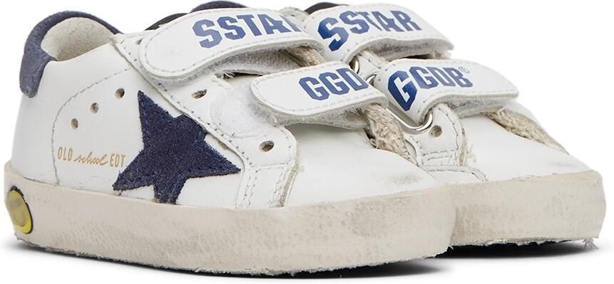 Golden Goose Baby White  Navy Old School Velcro Sneakers - Picture 2