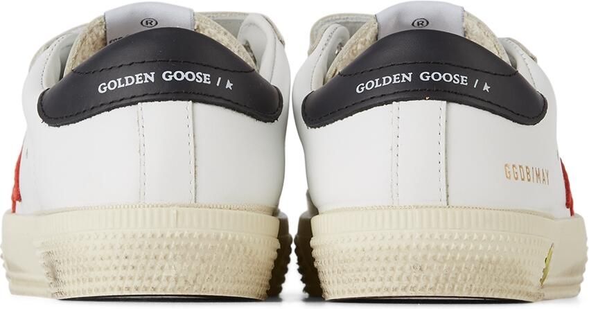 Golden Goose Baby White  Red May School Velcro Sneakers - Picture 2