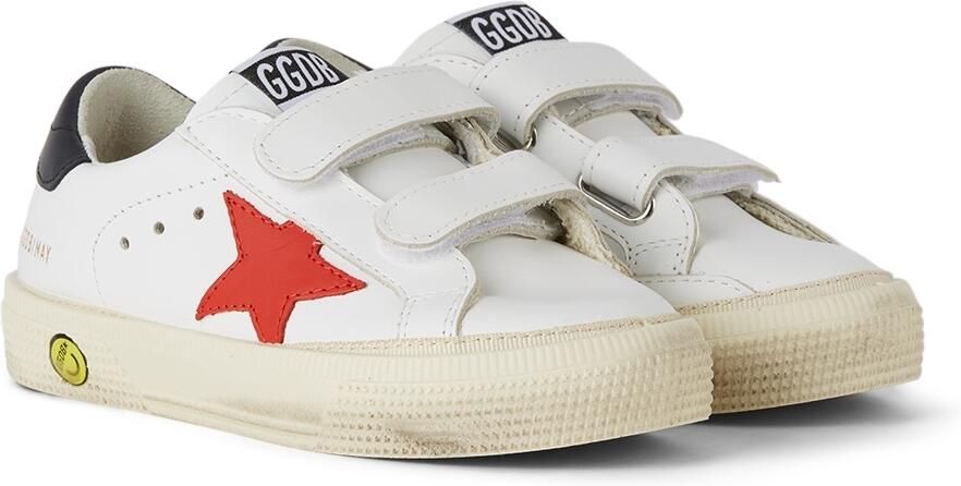 Golden Goose Baby White  Red May School Velcro Sneakers
