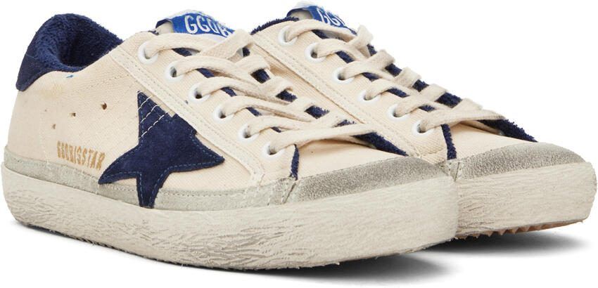 Golden Goose Beige  Blue Super-Star Classic Sneakers - Picture 2