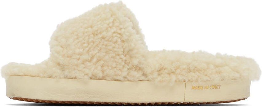 Golden Goose Beige Shearling Sandals - Picture 4