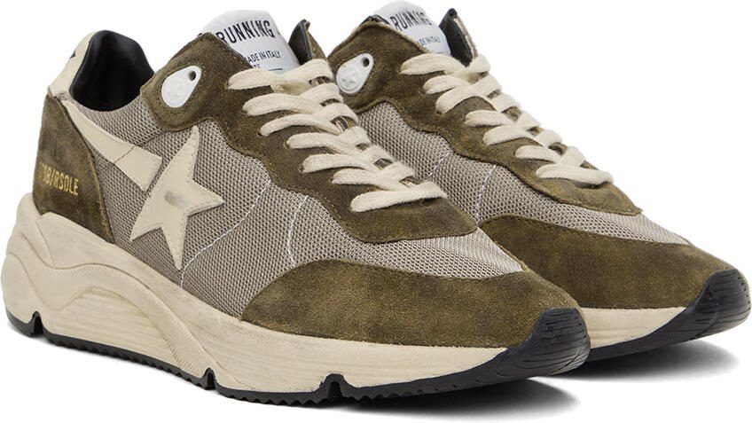 Golden Goose Khaki  Beige Running Sole Sneakers - Picture 2