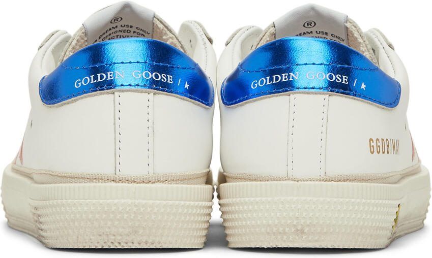 Golden Goose Kids White  Orange May Print Star Sneakers