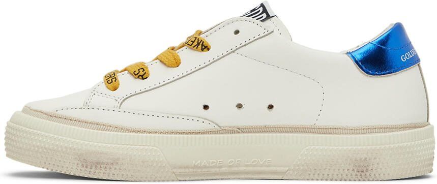 Golden Goose Kids White  Orange May Print Star Sneakers - Picture 3