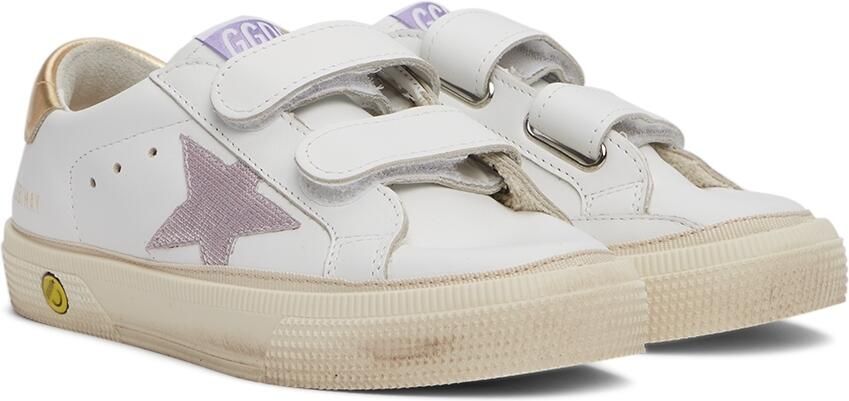 Golden Goose Kids White  Pink Check Star May School Sneakers - Picture 2
