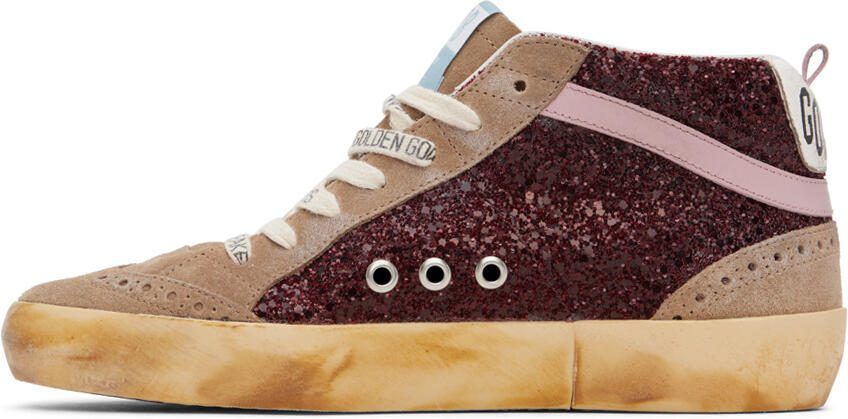 Golden Goose SSENSE Exclusive Burgundy  Taupe Mid Star Sneakers - Picture 3
