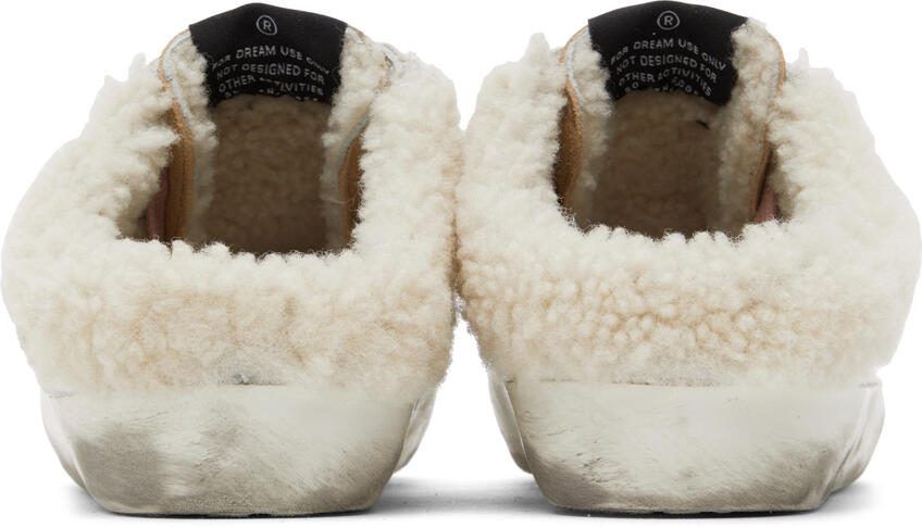 Golden Goose SSENSE Exclusive White  Beige Shearling Super-Star Sabot Sneakers
