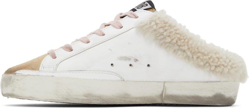 Golden Goose SSENSE Exclusive White  Beige Shearling Super-Star Sabot Sneakers - Picture 3