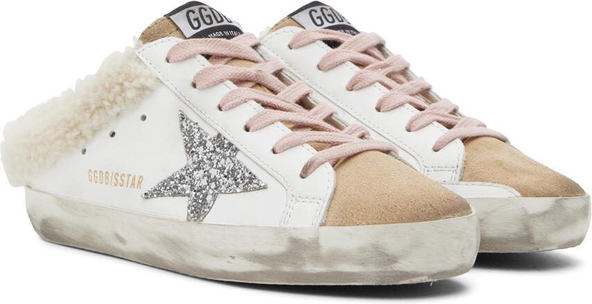 Golden Goose SSENSE Exclusive White  Beige Shearling Super-Star Sabot Sneakers - Picture 2